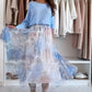 📣 50% KORTING!!!💥Blauwe set: top met een leuk strikje op de rug en een tulle rok