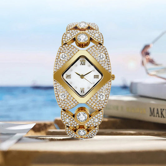 💥Het beste cadeau voor vrouwen🌟Dames retro quartzhorloge met fonkelende strass steentjes