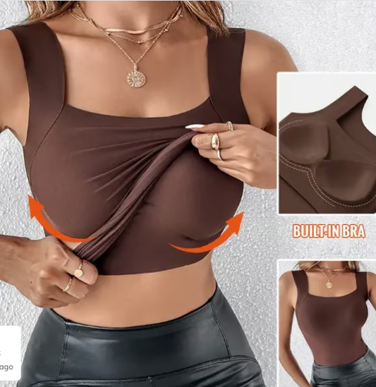 🌸Voorjaarsaanbiedingen💐Thermische damestanktops met U-hals en ingebouwde beha