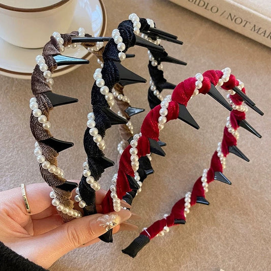 🔥Mega Zomer Sale!Koop 1 krijg 1 gratis🔥Vintage hoge Cranium kunstmatige parel haarband