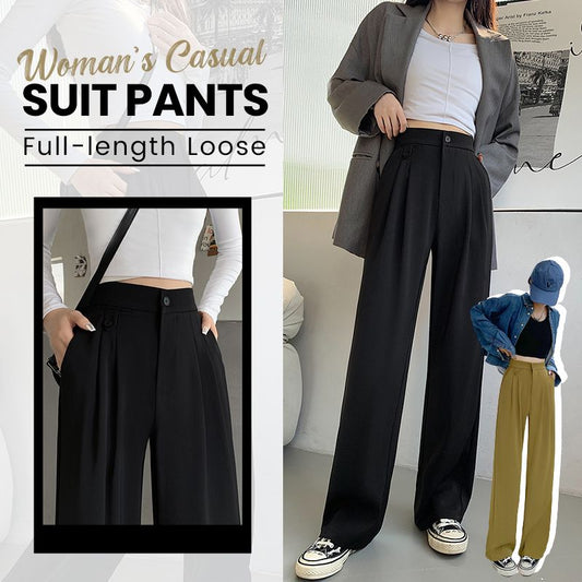 Woman\'s Casual Full-length Loose Suit Pants